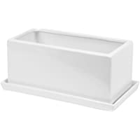 Los mejores  - Maceta blanca con plato de cerámica Ritz- 11 cm de altura
